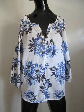GAP Size M 100% Cotton Blue Floral Print Tunic